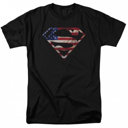 Superman Classic Logo American Flag Men's T-Shirt