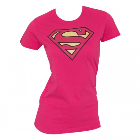 Superman Classic Logo Women's Pink T-Shirt