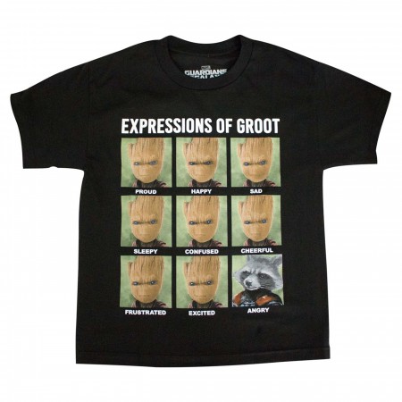 Expressions of Groot and Rocket Boys T-shirt