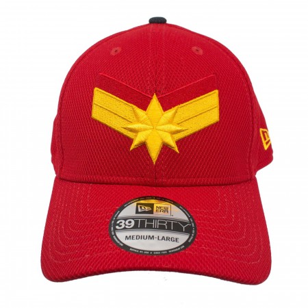 Captain Marvel Scarlet Red New Era 39Thirty Flex Fit Hat