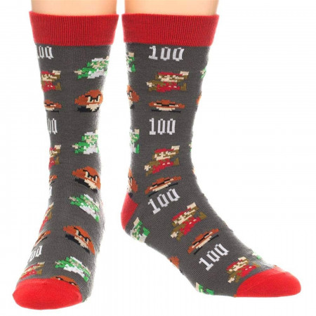 Nintendo Super Mario All Over Print Crew Sock