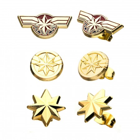 Captain Marvel Movie Earrings Stud Set