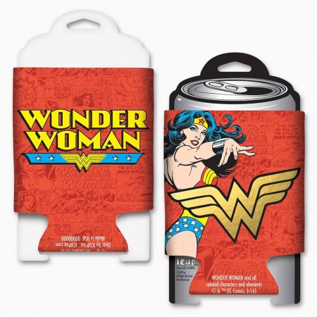 DC Comics Wonder Woman Gold Foil Logo Can Cooler w/ card