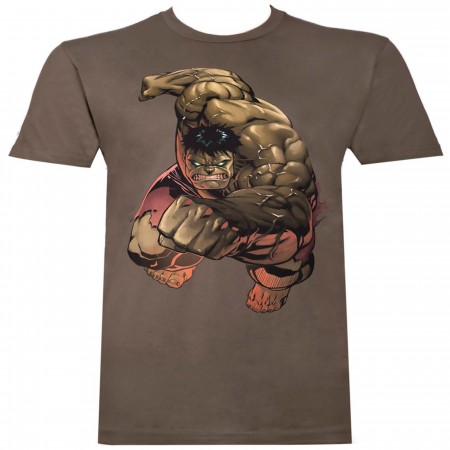Incredible Hulk Punch Men's Brown T-Shirt