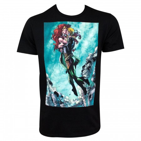 Aquaman and Mera Kissing Black Men's T-Shirt