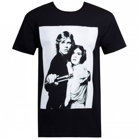 Star Wars Luke And Leia Grayscale Black Men's T-Shirt
