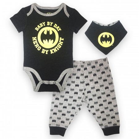 Batman 3-Piece Infant Bodysuit Pant and Bib Set