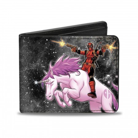 Deadpool Riding a Charging Unicorn Bi-fold Wallet