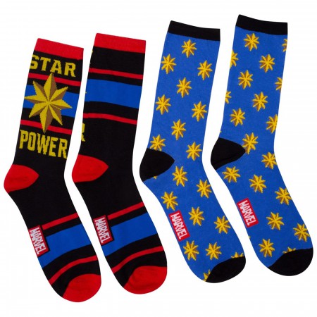 Captain Marvel Star Power Marvel Crew Socks Two Pack