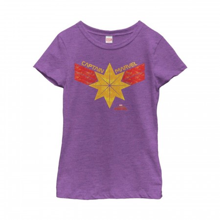 Captain Marvel Vintage Star Streak Costume Girl's T-Shirt