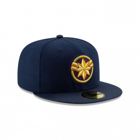 Captain Marvel Movie Logo Navy New Era 59Fifty Fitted Hat