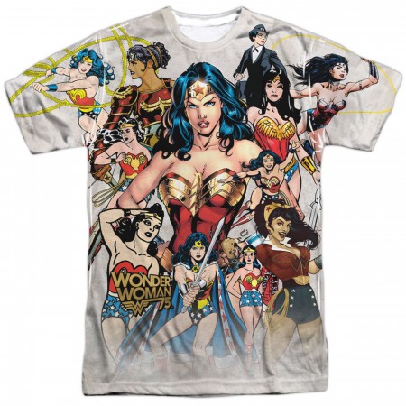 Wonder Woman 75th Collage Men's Sublimated Front and Back T-Shirt