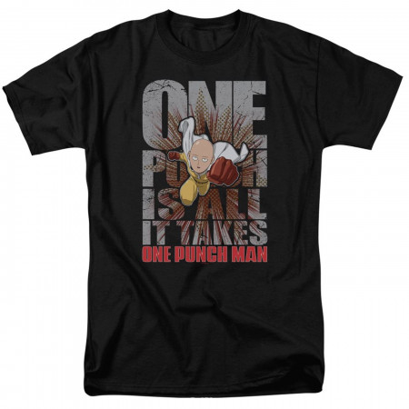 One Punch Man One Punch Is All It Takes Men's Black T-Shirt