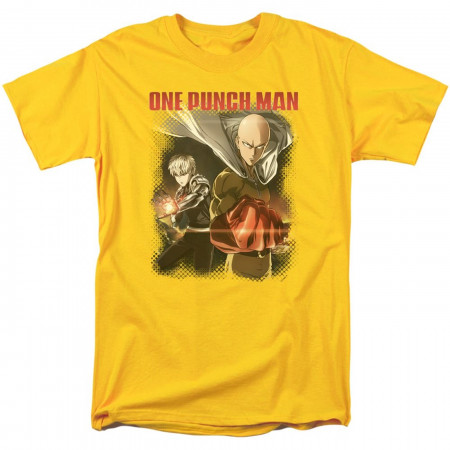 One Punch Man Saitama and Genos Yellow Men's T-Shirt