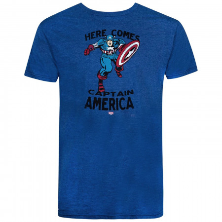 Captain America Hi & Bye Front and Back Print Retro Brand Vintage T-Shirt
