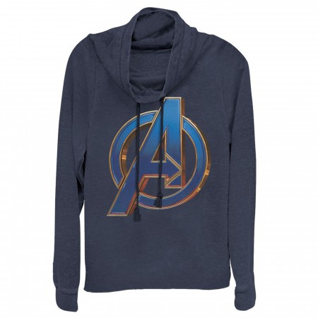 Avengers Endgame Blue Logo Women's Cowl Neck Sweater