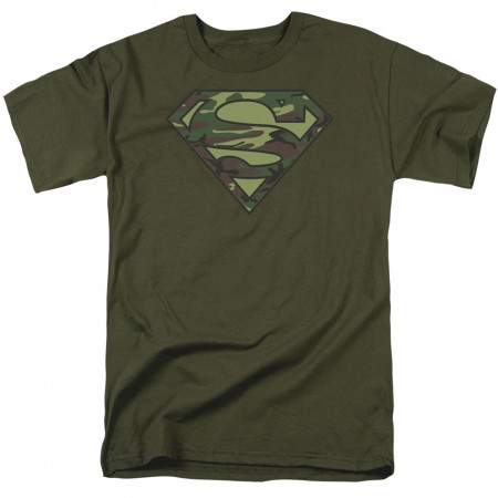 Superman Camo Symbol on Military Green Men's T-Shirt