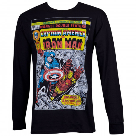 Captain America and Iron Man Double Feature Comic Black Long Sleeve Shirt