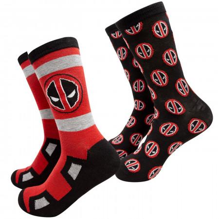 Deadpool Costume and Symbols Men's 2-Pack Crew Socks