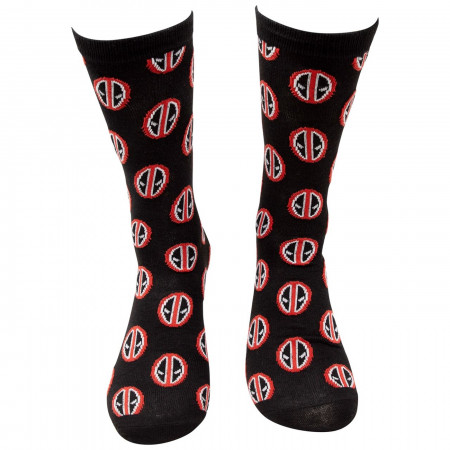 Deadpool Costume and Symbols Men's 2-Pack Crew Socks