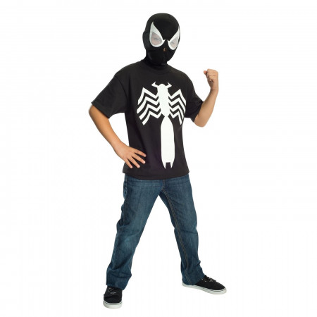 Spider-Man Black Costume Youth T-Shirt with Mask