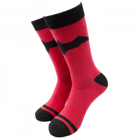 Red Hood Symbol Striped Crew Socks