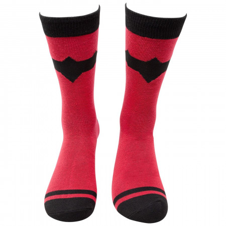 Red Hood Symbol Striped Crew Socks