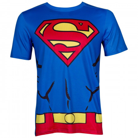 Superman Performance Athletic Costume Adult T-Shirt with Muscles and Belt Design