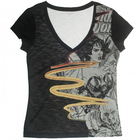 Wonder Woman Vintage Comic Book Cover Black T-Shirt