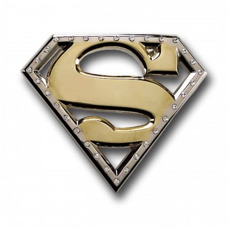 Superman Gold Rhinestone Belt Buckle