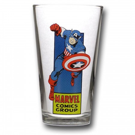 Captain America Marvel Silver Age Clear Pint Glass