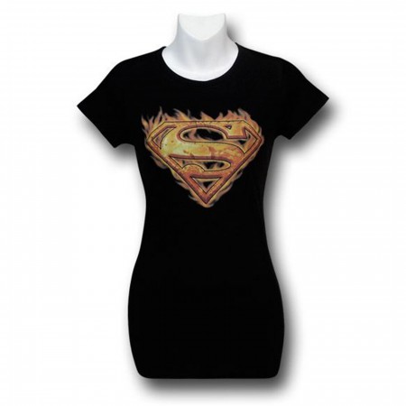 Superman Flame Symbol Juniors T-Shirt