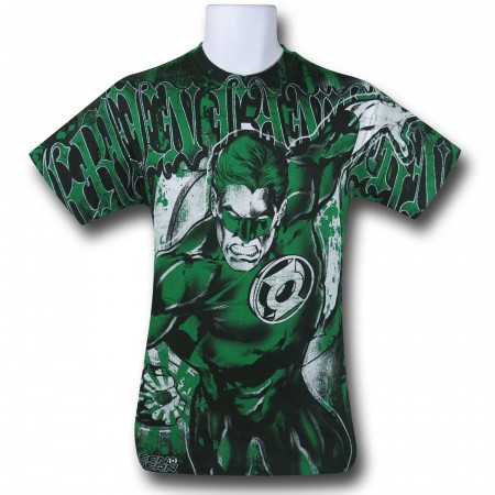 Green Lantern All Over Gothic Print T-Shirt