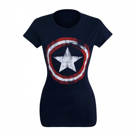 Captain America Women's Distressed Symbol T-Shirt