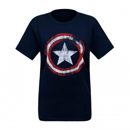 Captain America Women's Distressed Symbol T-Shirt