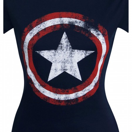Captain America Women's Distressed Symbol T-Shirt