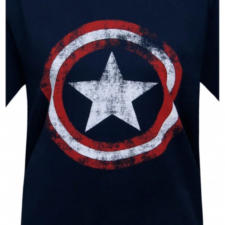 Captain America Women's Distressed Symbol T-Shirt