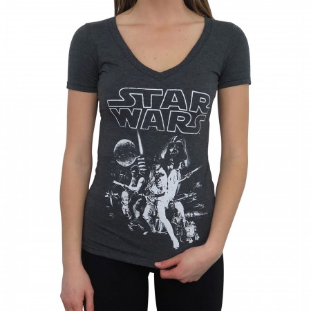 Star Wars Women's Heather Charcoal Poster T-Shirt