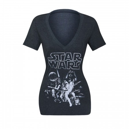 Star Wars Women's Heather Charcoal Poster T-Shirt