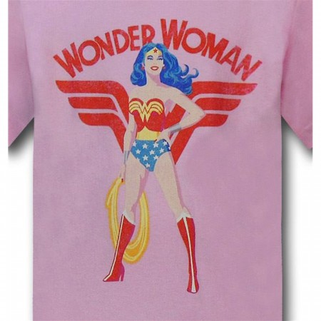Wonder Woman Hero Stance Kids Pink T-Shirt