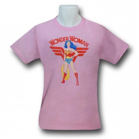 Wonder Woman Hero Stance Kids Pink T-Shirt