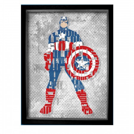 Captain America Word Mosaic Shadowbox Art