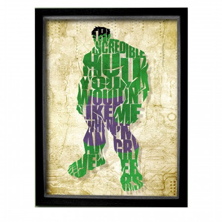 Hulk Word Mosaic Shadowbox Art