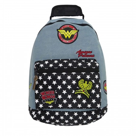 Wonder Woman Denim Backpack with Patches