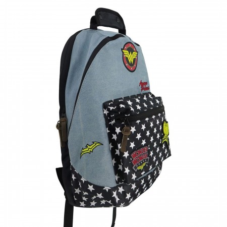 Wonder Woman Denim Backpack with Patches