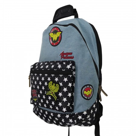 Wonder Woman Denim Backpack with Patches