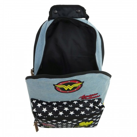 Wonder Woman Denim Backpack with Patches