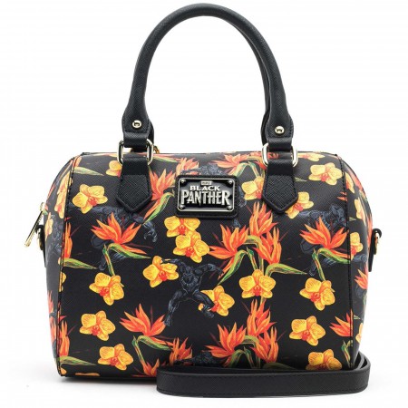 Black Panther Floral Cross Body Duffle Bag