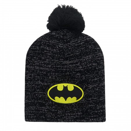 Batman Symbol Glitter Pom Pom Beanie