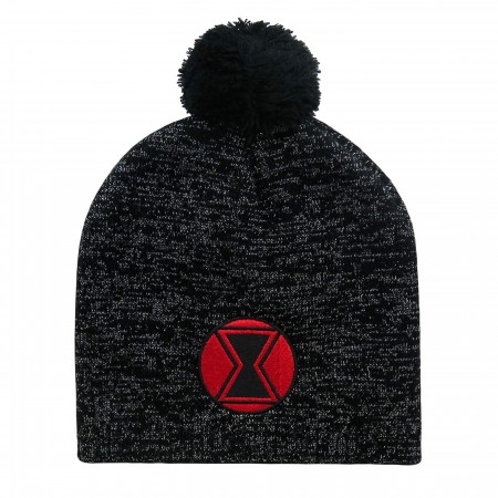 Black Widow Symbol Pom Pom Beanie